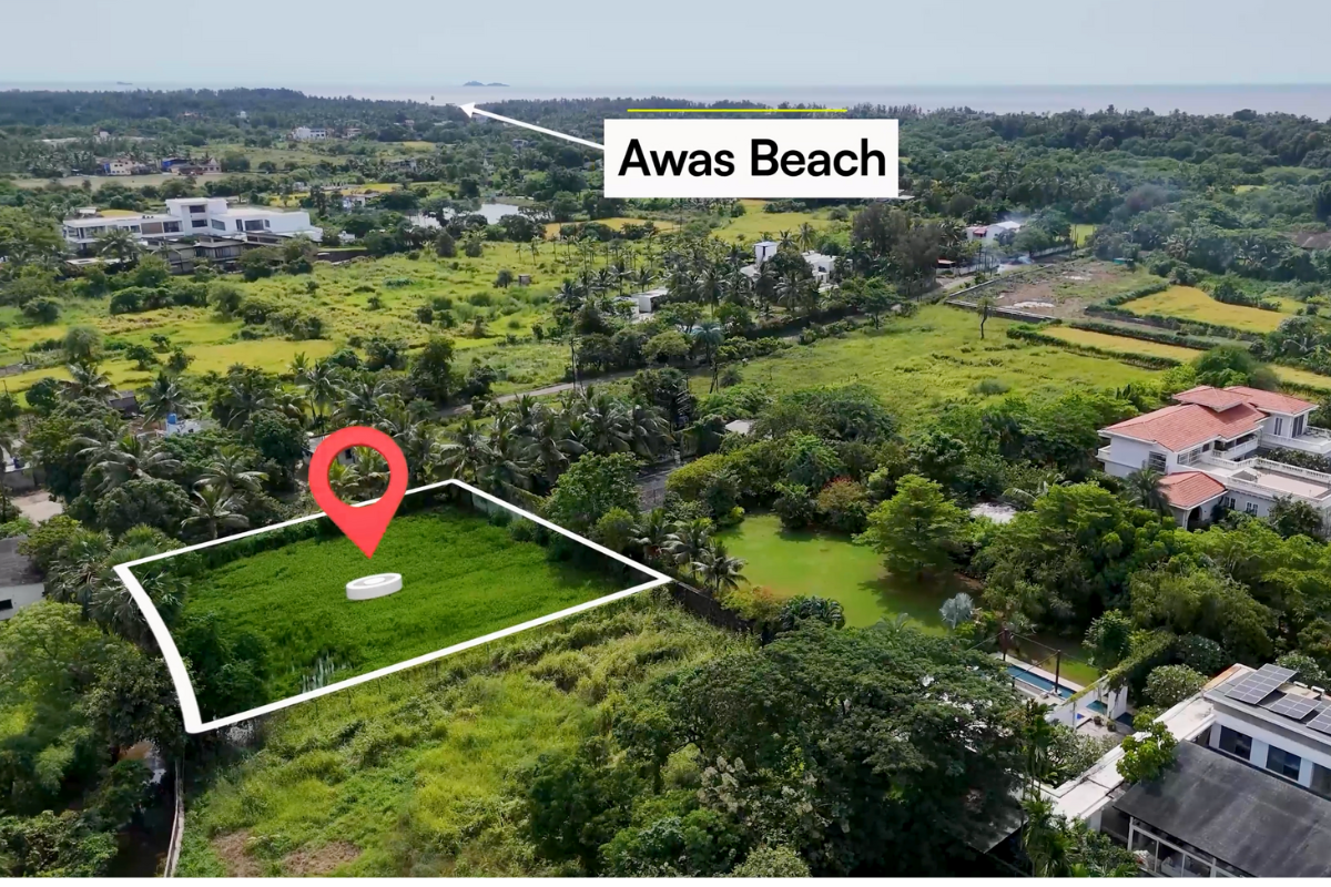17 Guntha Plot for Sale in Sasawne, Alibaug, located near Awas Beach, perfect for villa or bungalow development