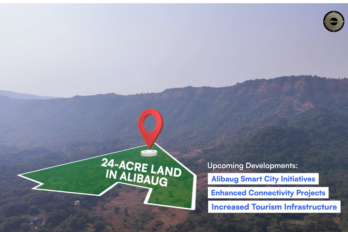 Prime 24-acre land in Alibaug for sale, featuring mountain views, ideal for agriculture, resort projects, and real estate investment.