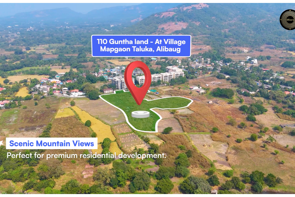 110 Guntha R-Zone Land for Sale in Mapgaon, Alibaug with Scenic Mountain Views and Investment Potential