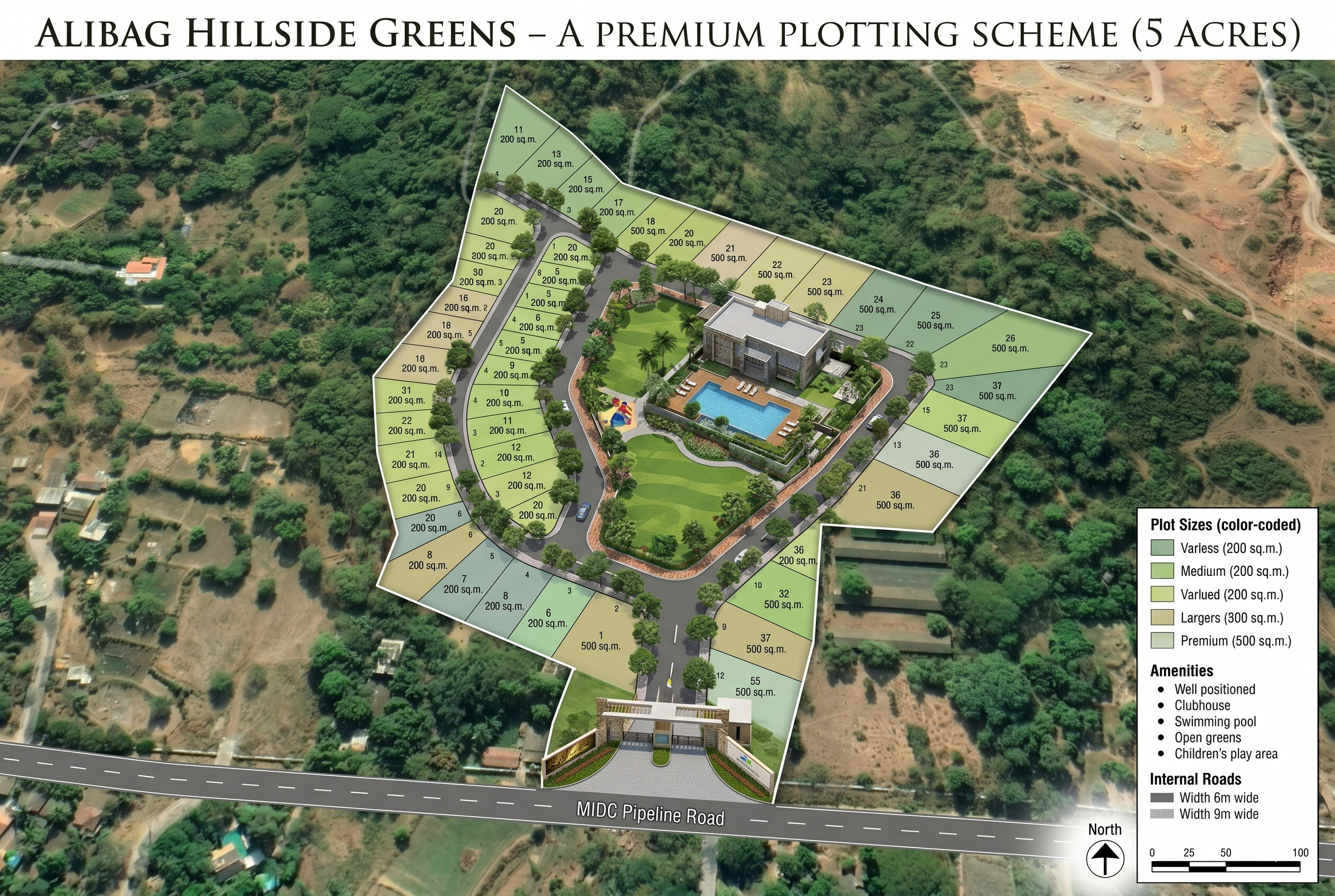 Premium 5 acre R zone land for sale in Sogaon Alibaug adjacent to HOBL Sol De Alibaug with FSI 2.24 – luxury villa development land near Mandwa Jetty and celebrity-backed projects
