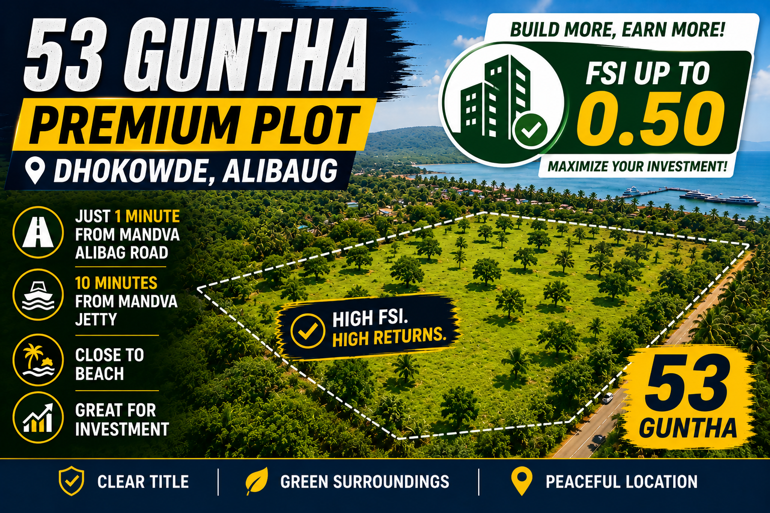 Premium land in Dhokawde Alibaug with easy access from Mandwa-Alibaug Road